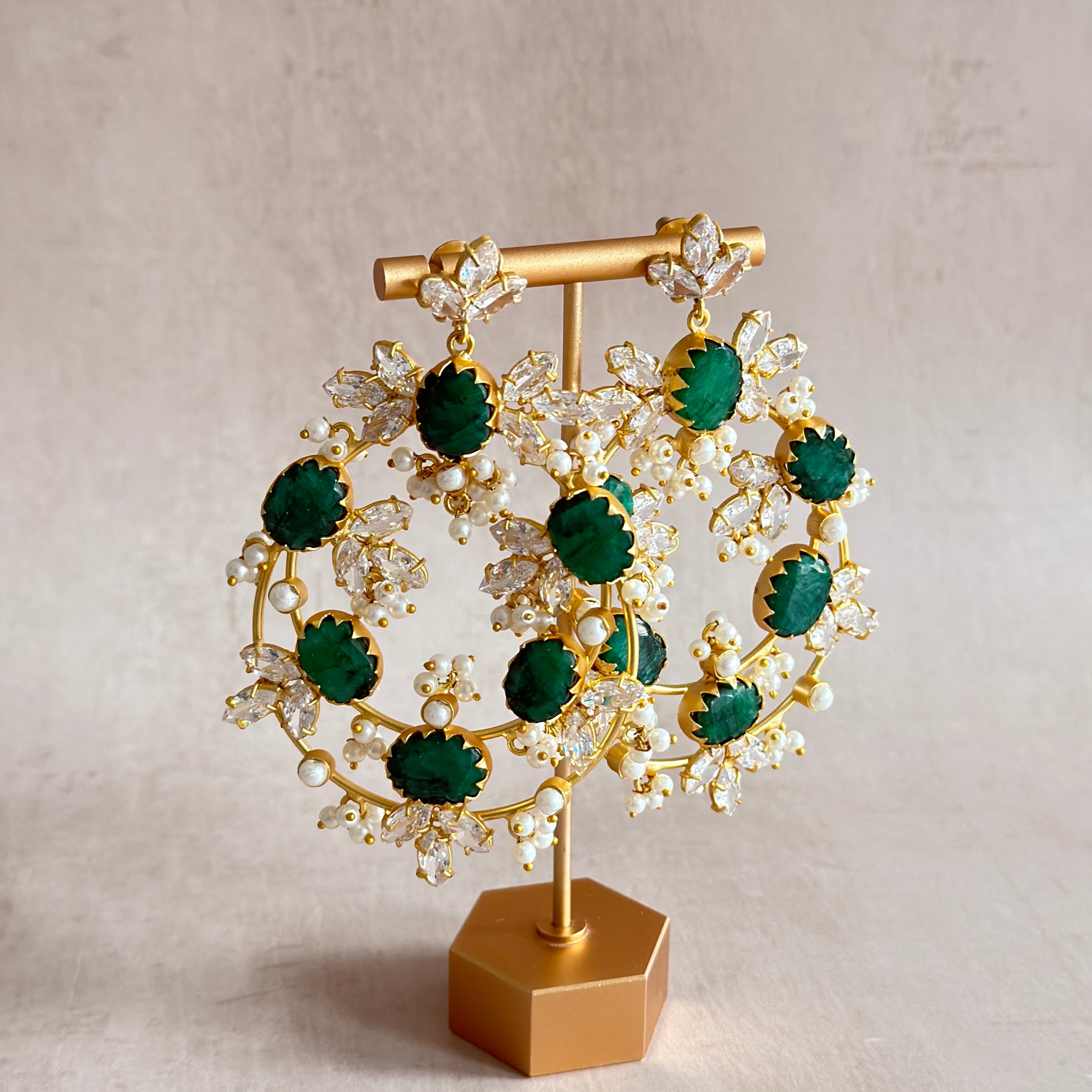 Tareen Green Crystal Drop Earrings - Ahseya & Co