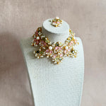 Areeba Olive Pink Choker Set - Ahseya & Co