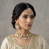 Leona Rose Pearl Crystal Necklace Set - Ahseya & Co