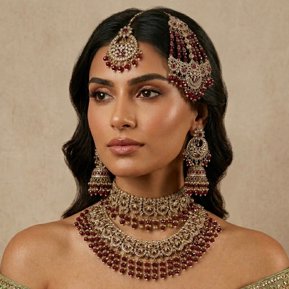 Raeesa Ruby Bridal Set - Ahseya & Co