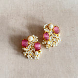 Roxy Pink Pearl Crystal Stud Earrings - Ahseya & Co