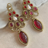 Hudaifa Pink Crystal Drop Earrings - Ahseya & Co