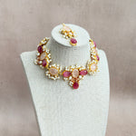 Rahma Pink Crystal Necklace Set - Ahseya & Co