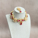 Rahma Pink Crystal Necklace Set - Ahseya & Co