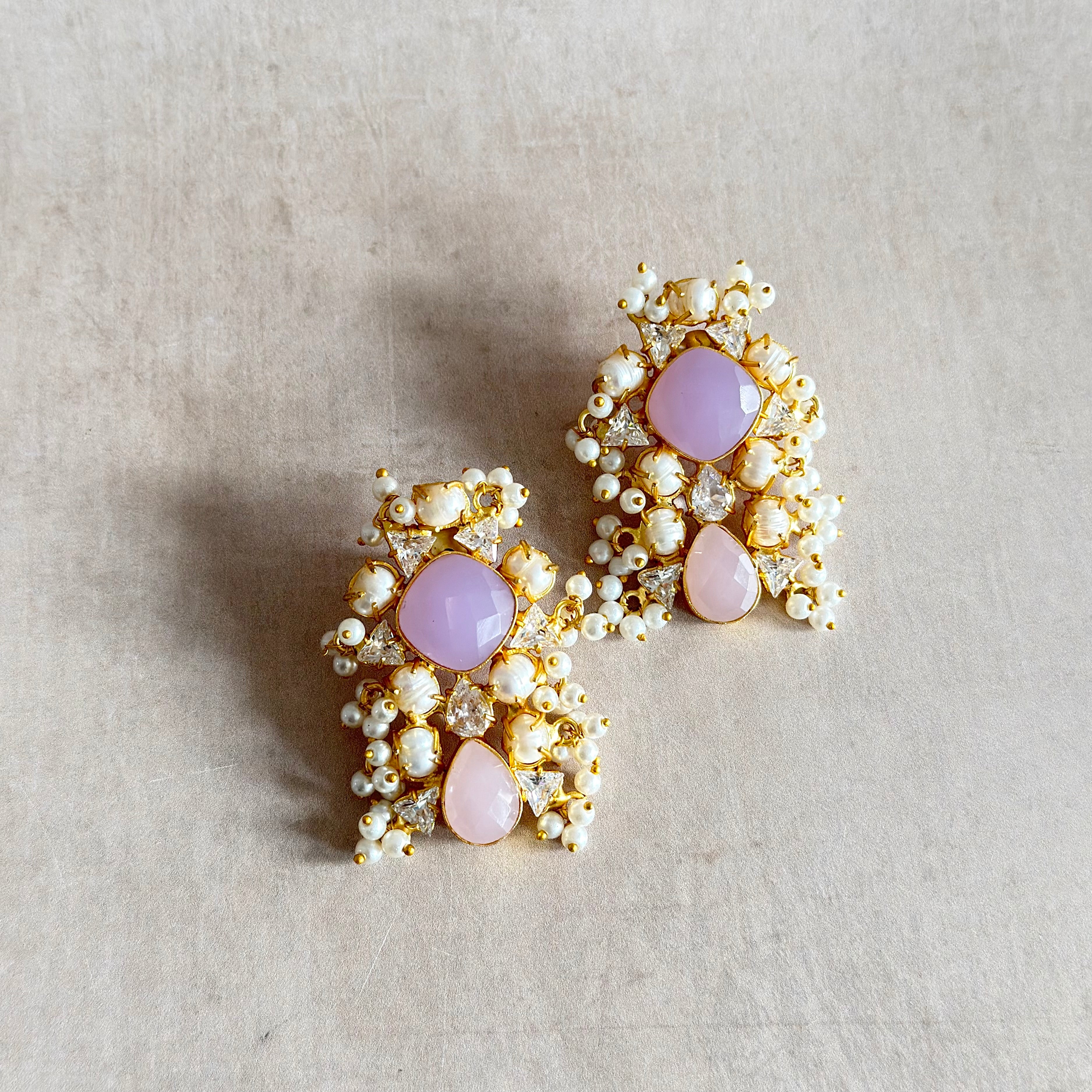 Noor Lilac Pink Stud Earrings - Ahseya & Co