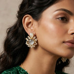 Rania Grey Crystal Stud Earrings - Ahseya & Co