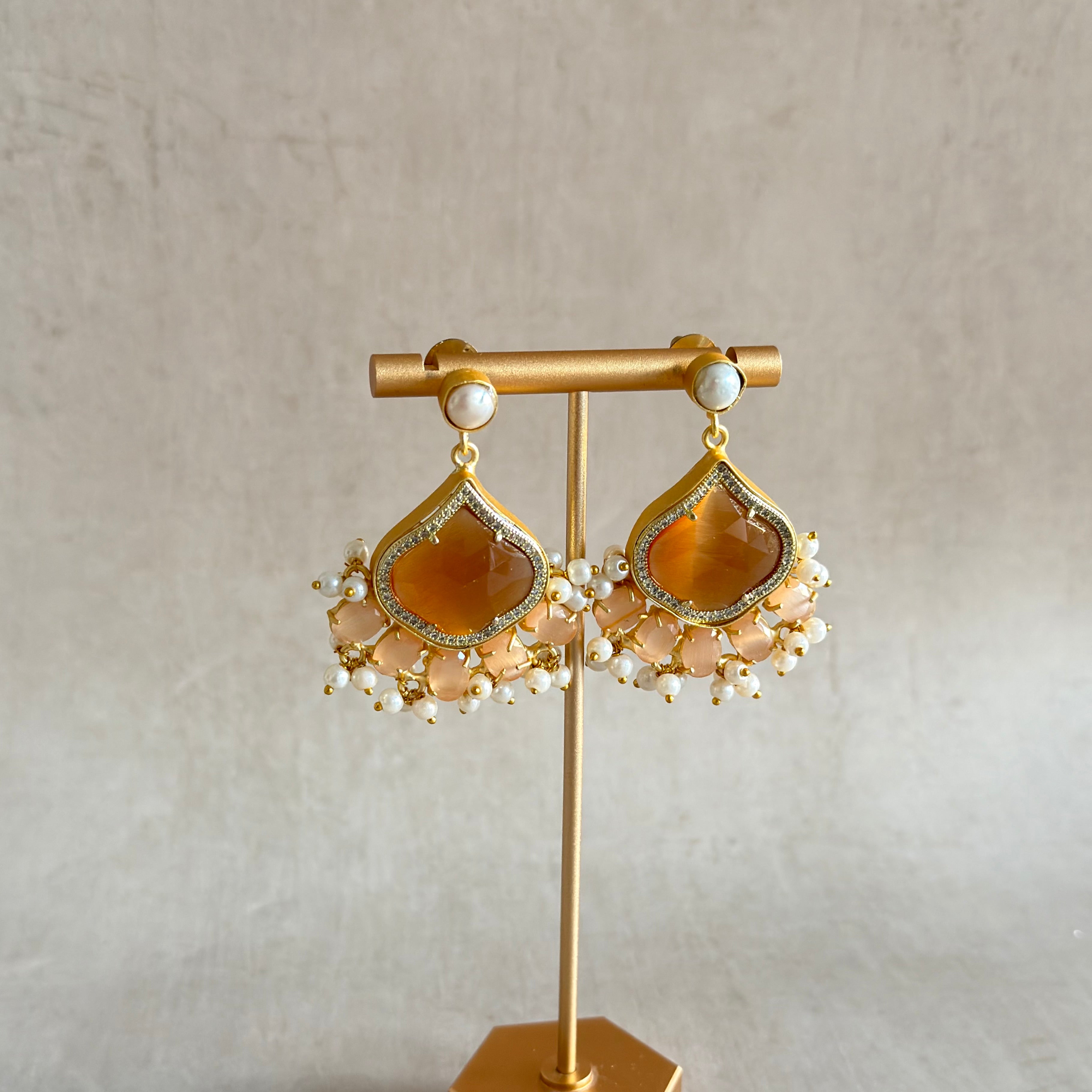 Safia Orange Drop Earrings - Ahseya & Co