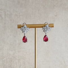 Diana Red Crystal Drop Earrings - Ahseya & Co