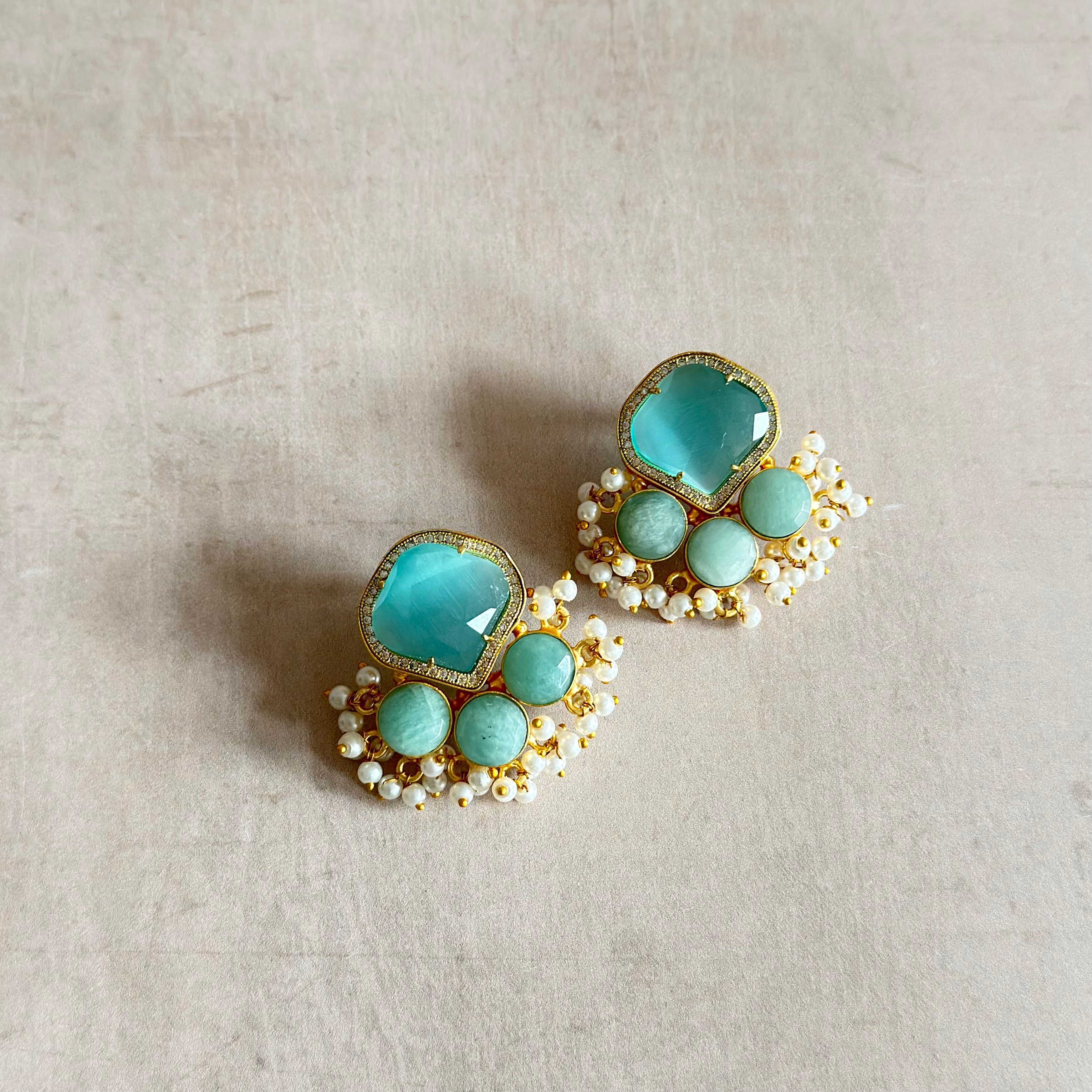 Yevette Jade Stud Earrings - Ahseya & Co
