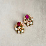 Lotus Fuchsia Pearl Stud Earrings