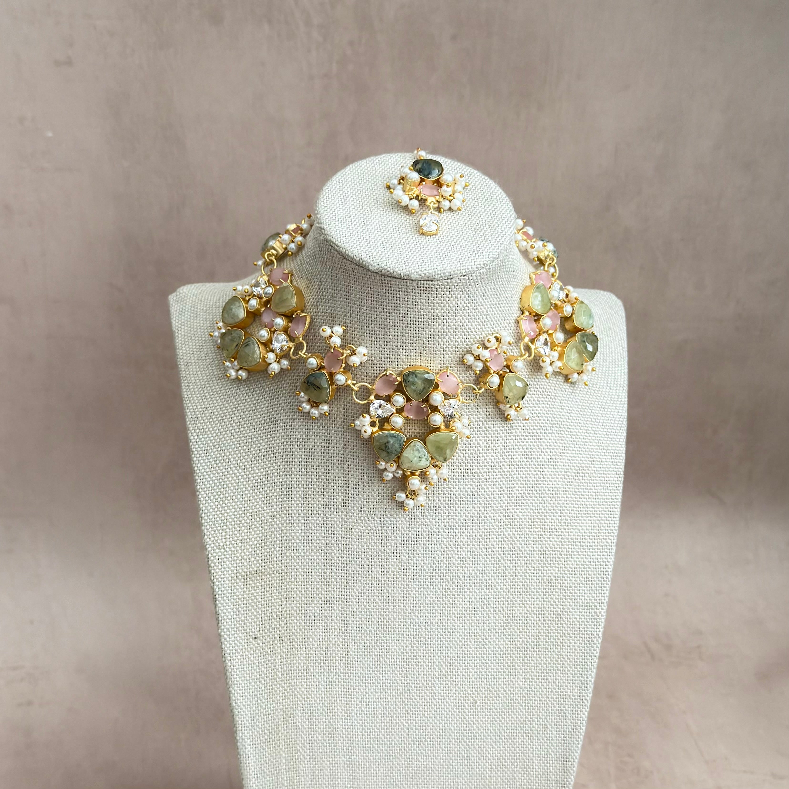 Virelle Olive Pink Choker Set - Ahseya & Co