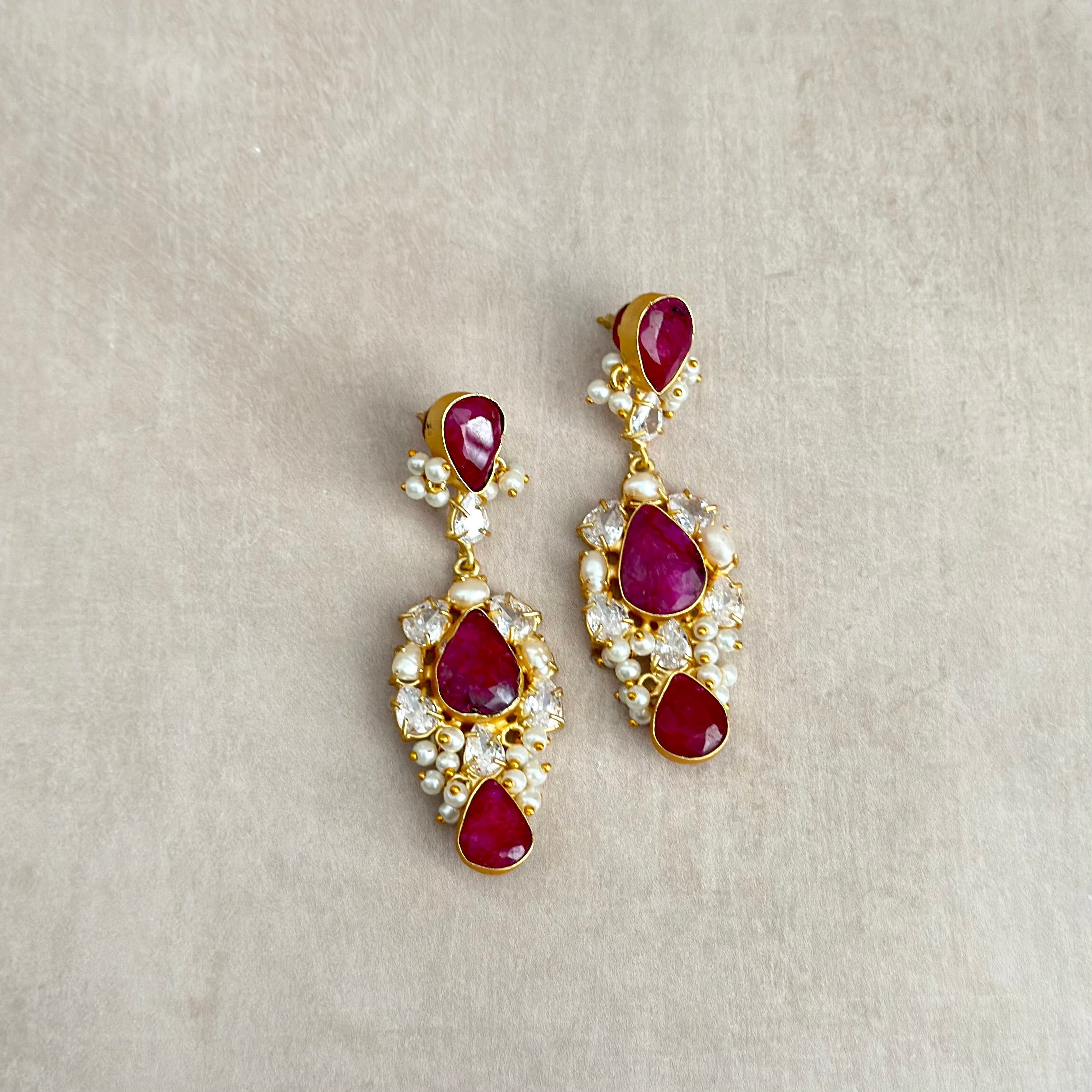 Crystal Fuchsia Drop Earrings - Ahseya & Co