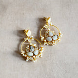 Arwa Moonstone Crystal Drop Earrings