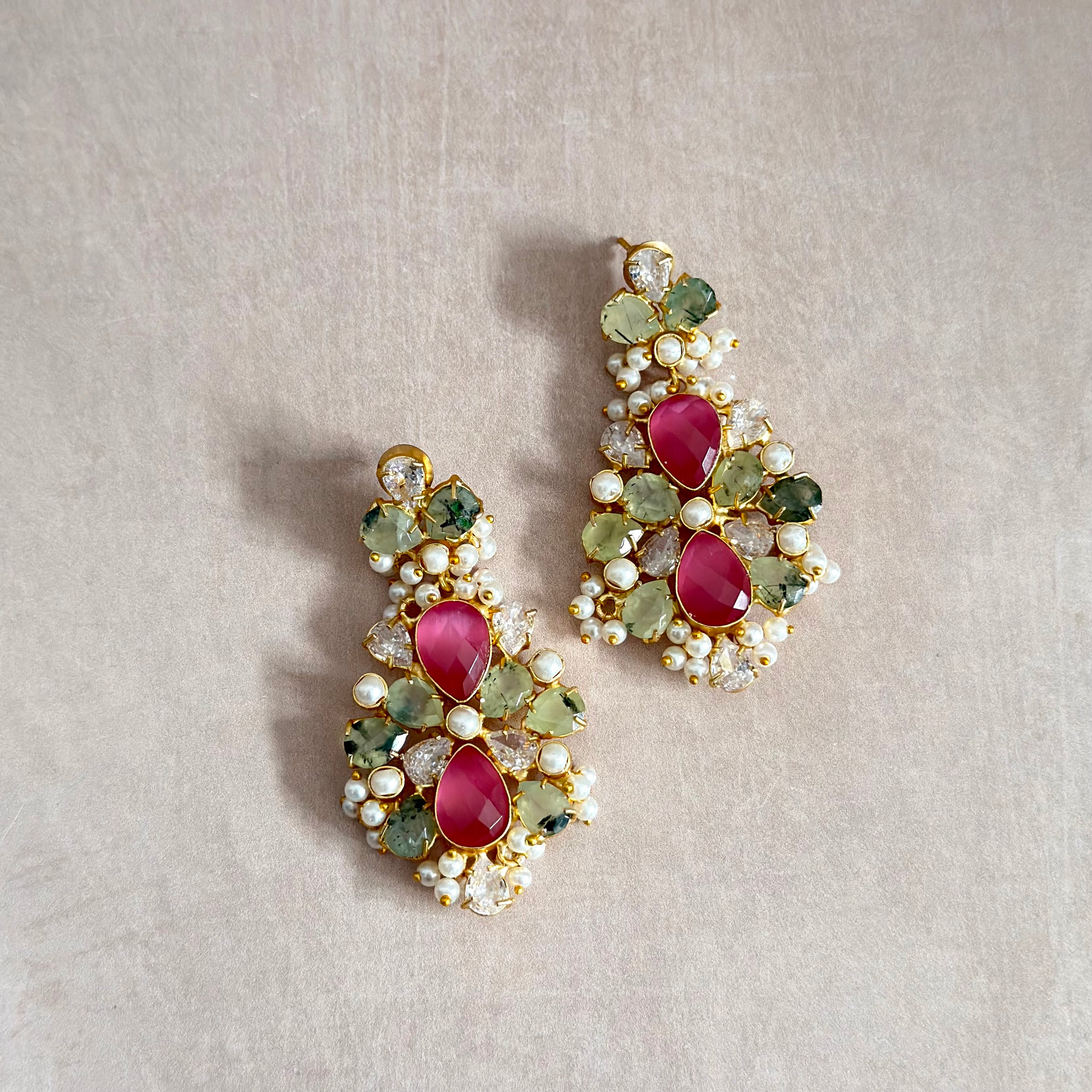 Emina Olive Pink Drop Earrings - Ahseya & Co
