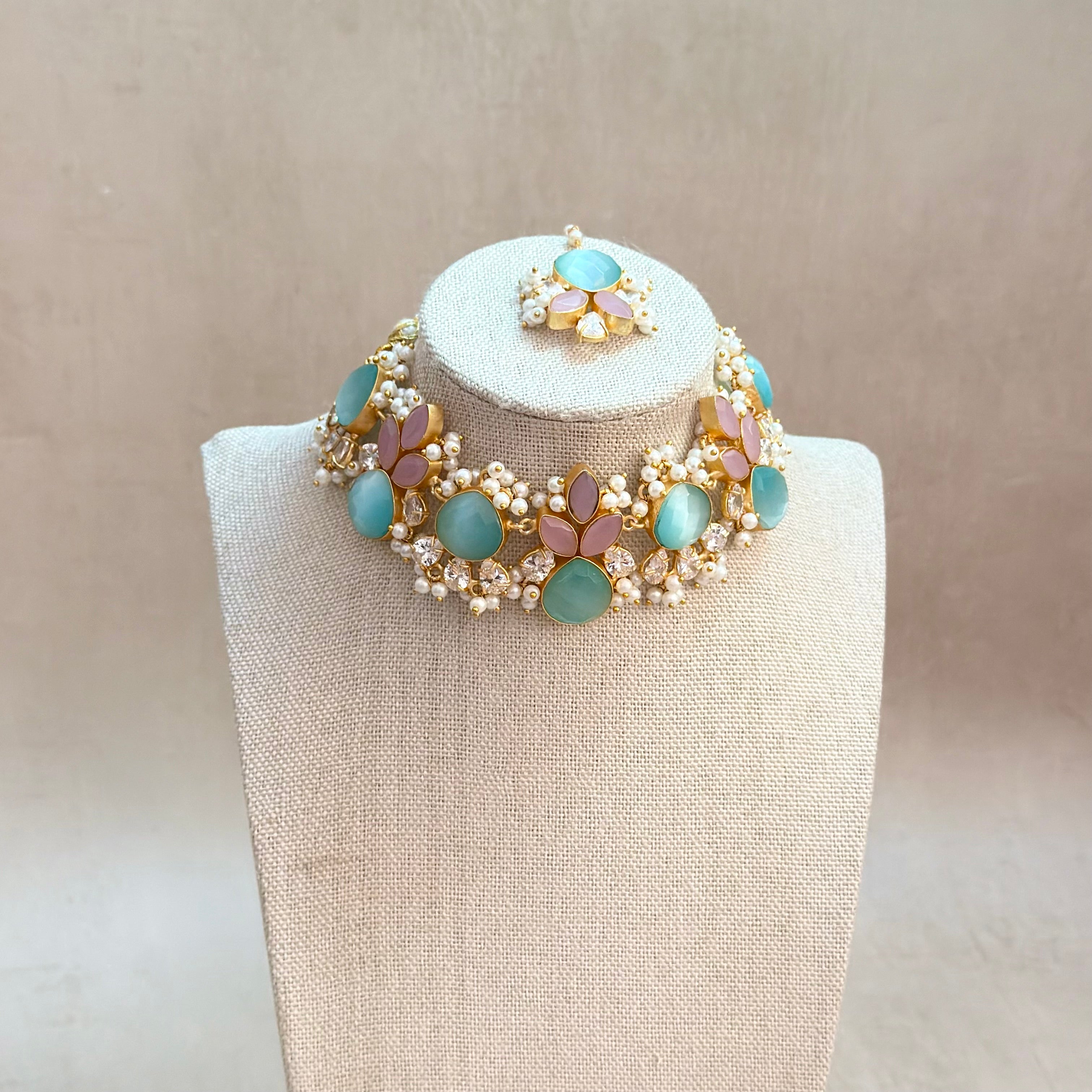 Heer Blue Choker Set - Ahseya & Co