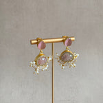 Amali Pink Crystal Drop Earrings - Ahseya & Co