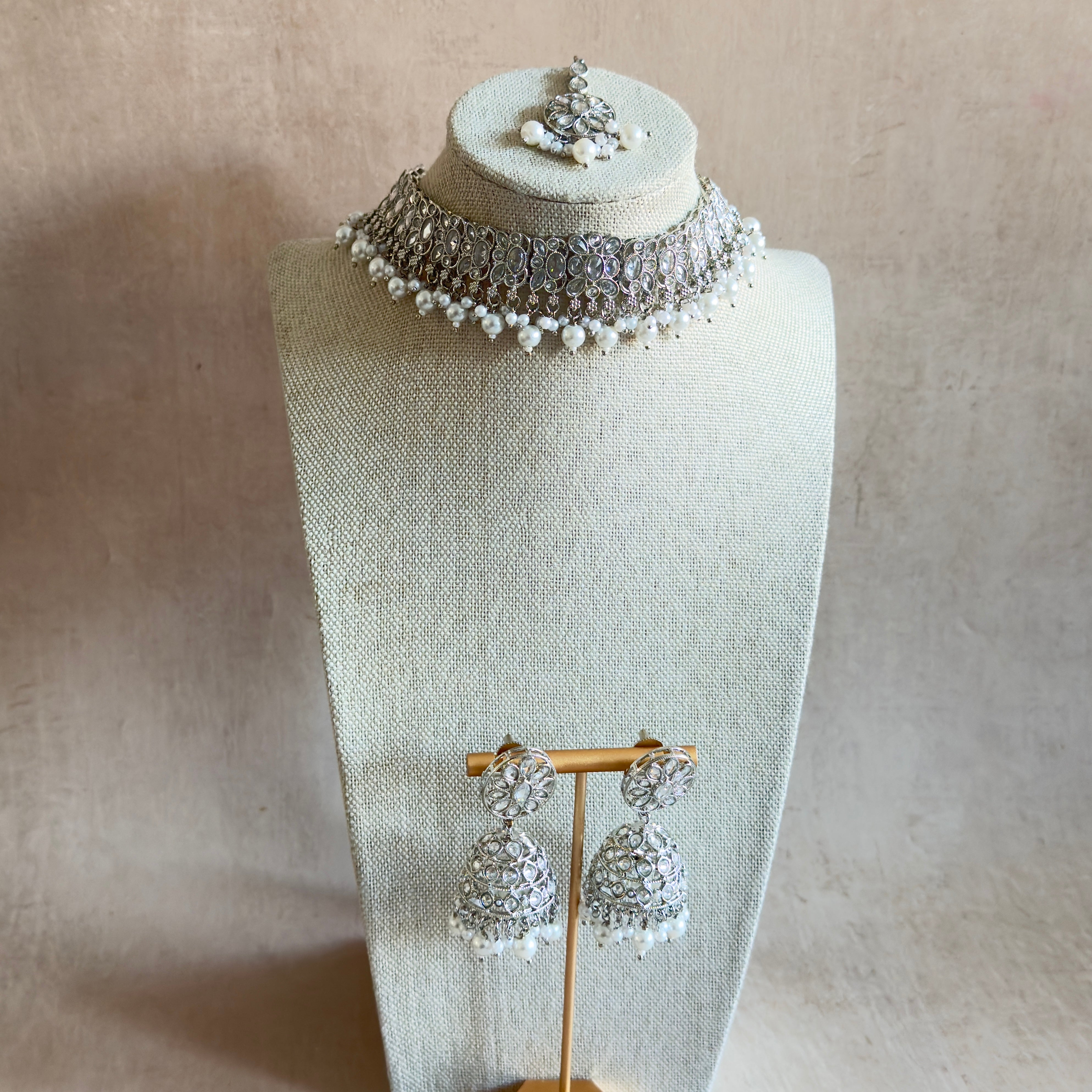 Raheela Silver Choker Set - Ahseya & Co