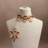 Areeba Ruby Olive Choker Set
