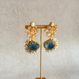 Teal Peach Drop Earrings