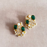 Roxy Emerald Pearl Crystal Stud Earrings - Ahseya & Co