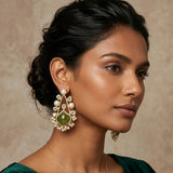 Zohra Olive Pearl Stud Earrings - Ahseya & Co