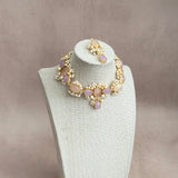 Rahma Rose Lilac Crystal Necklace Set - Ahseya & Co