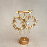 Nurea Peach Crystal Drop Earrings - Ahseya & Co
