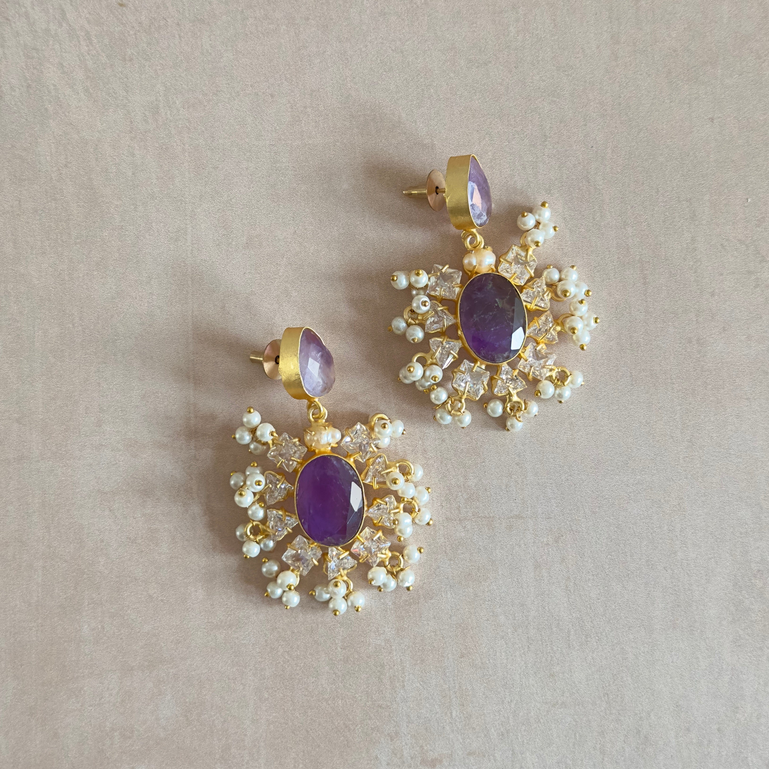 Skyla Crystal Purple Drop Earrings - Ahseya & Co