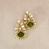 Zohra Olive Pearl Stud Earrings