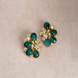 Sevilla Teal Green Kundan Stud Earrings
