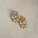 Lotus Rose Pearl Stud Earrings