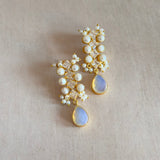 Dova Crystal Pearl Drop Earrings,