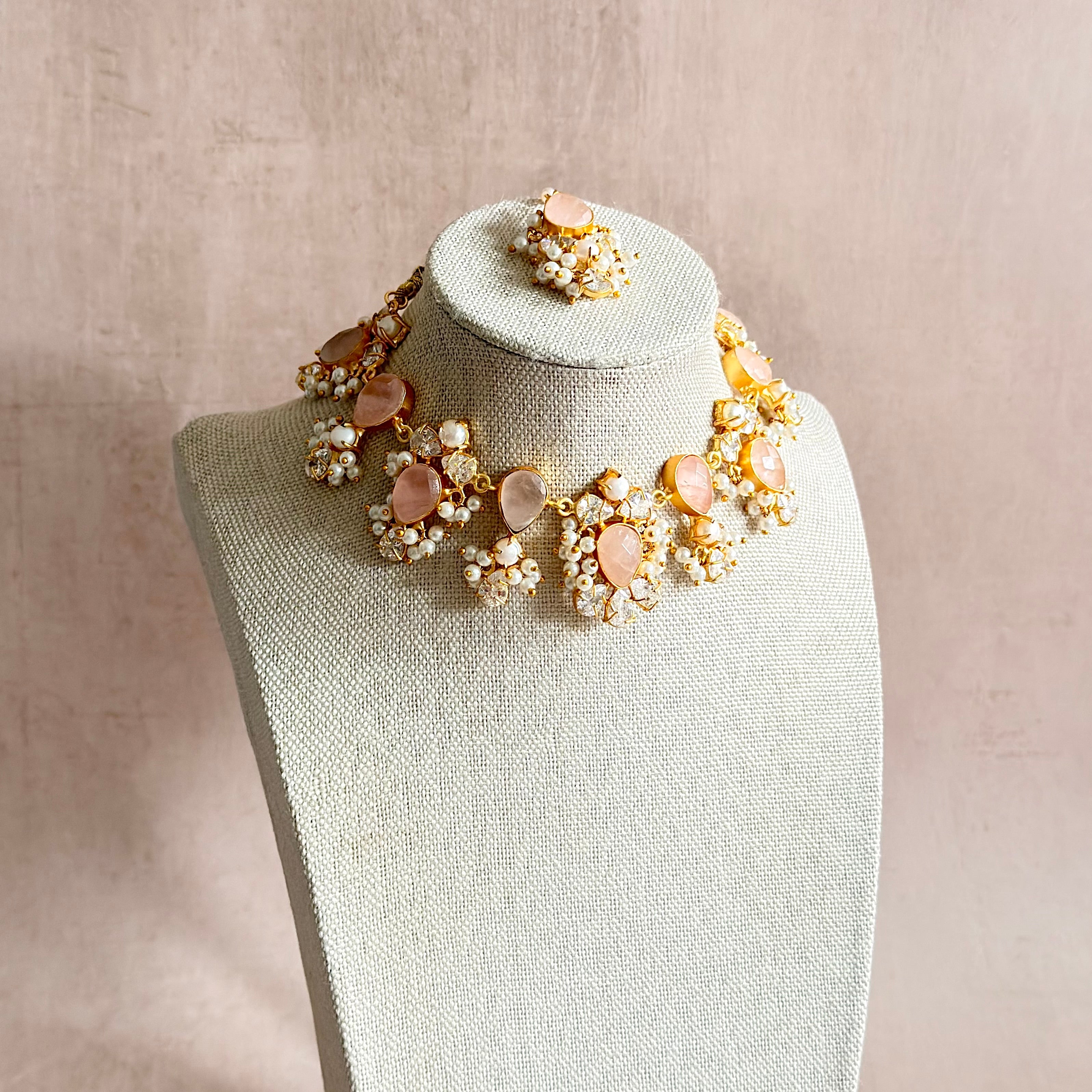 Winslet Rose Crystal Choker Set - Ahseya & Co