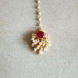 Maliha Maroon Pearl Choker Set