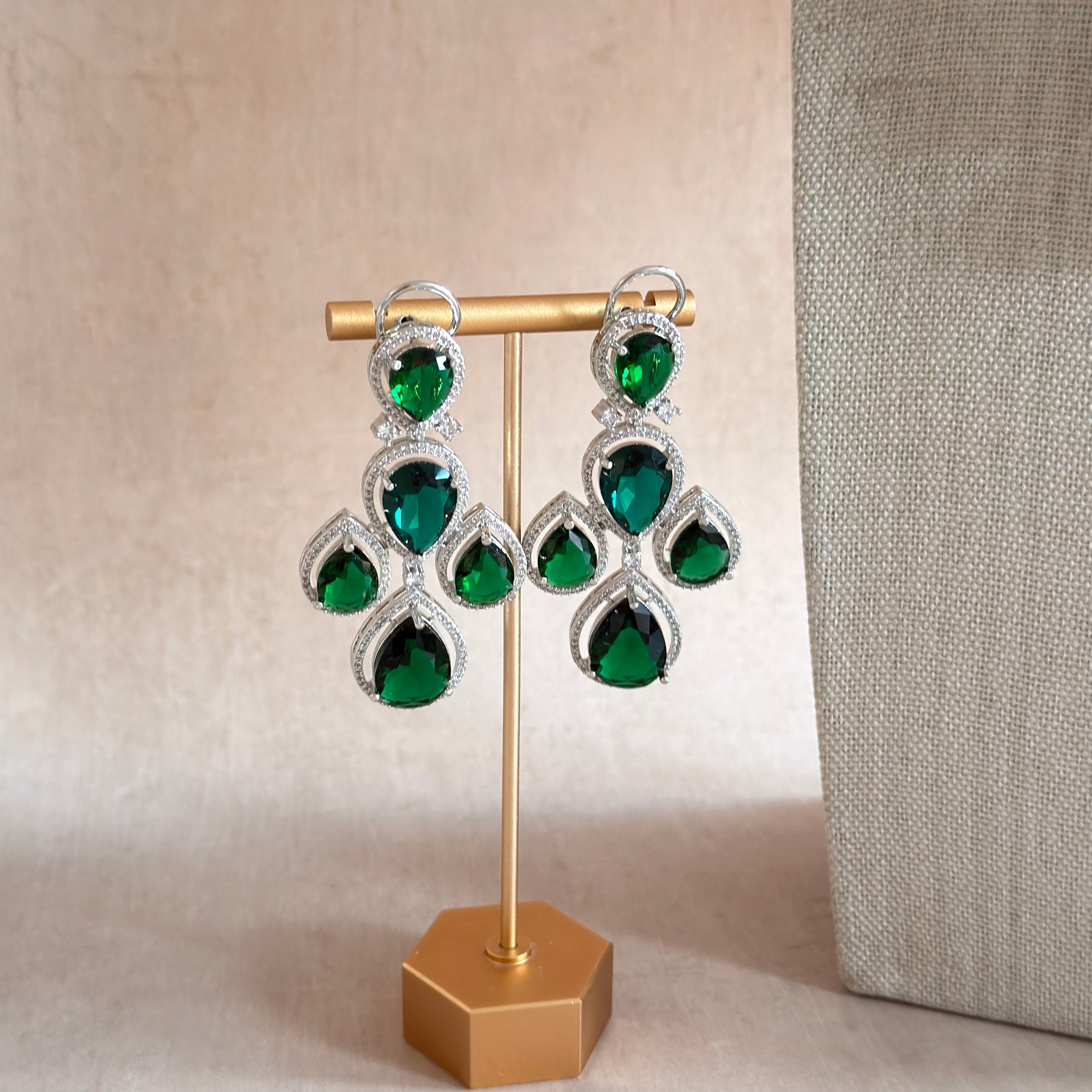 Preeya Green Crystal Necklace Set - Ahseya & Co