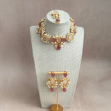 Rahma Pink Crystal Necklace Set - Ahseya & Co