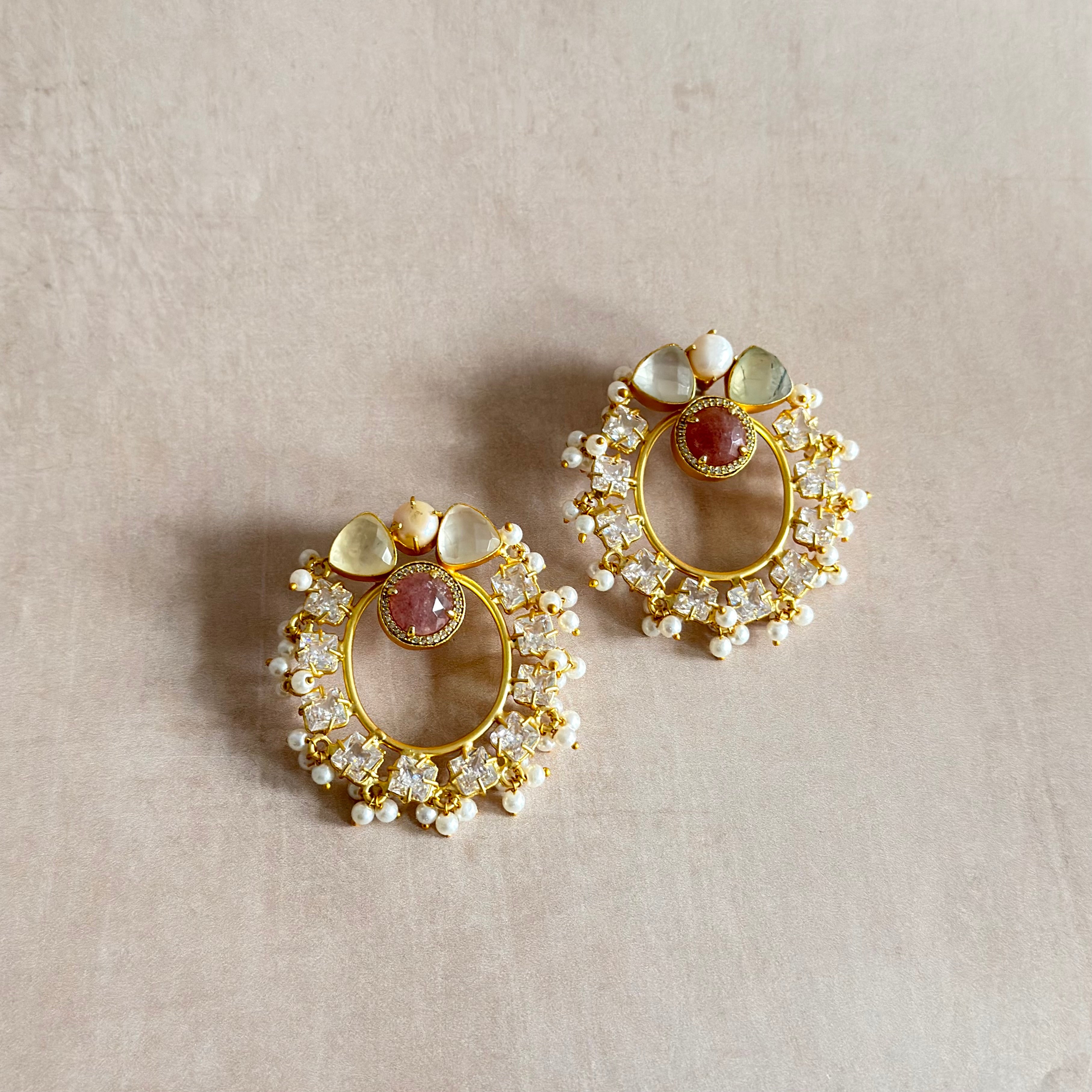 Sloane Marine Pink Crystal Stud Earrings - Ahseya & Co