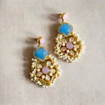 Zaylee Blue Pink Crystal Drop Earrings - Ahseya & Co