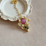 Laleh Olive PInk Tikka Set - Ahseya & Co