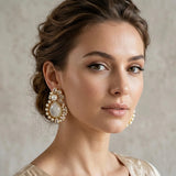 Rida White Pearl Crystal Stud Earrings - Ahseya & Co