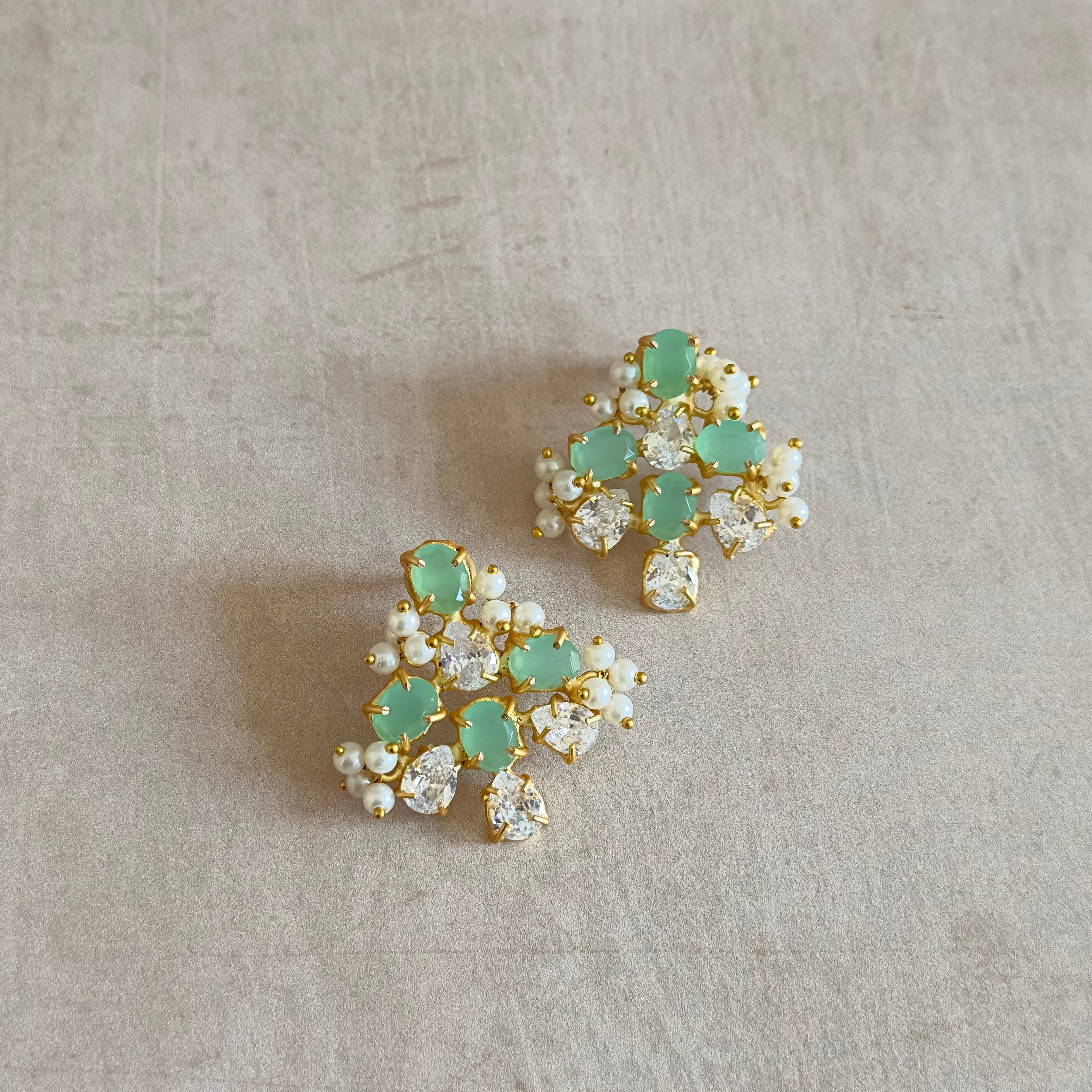 Gabriella Mint Crystal Stud Earrings - Ahseya & Co