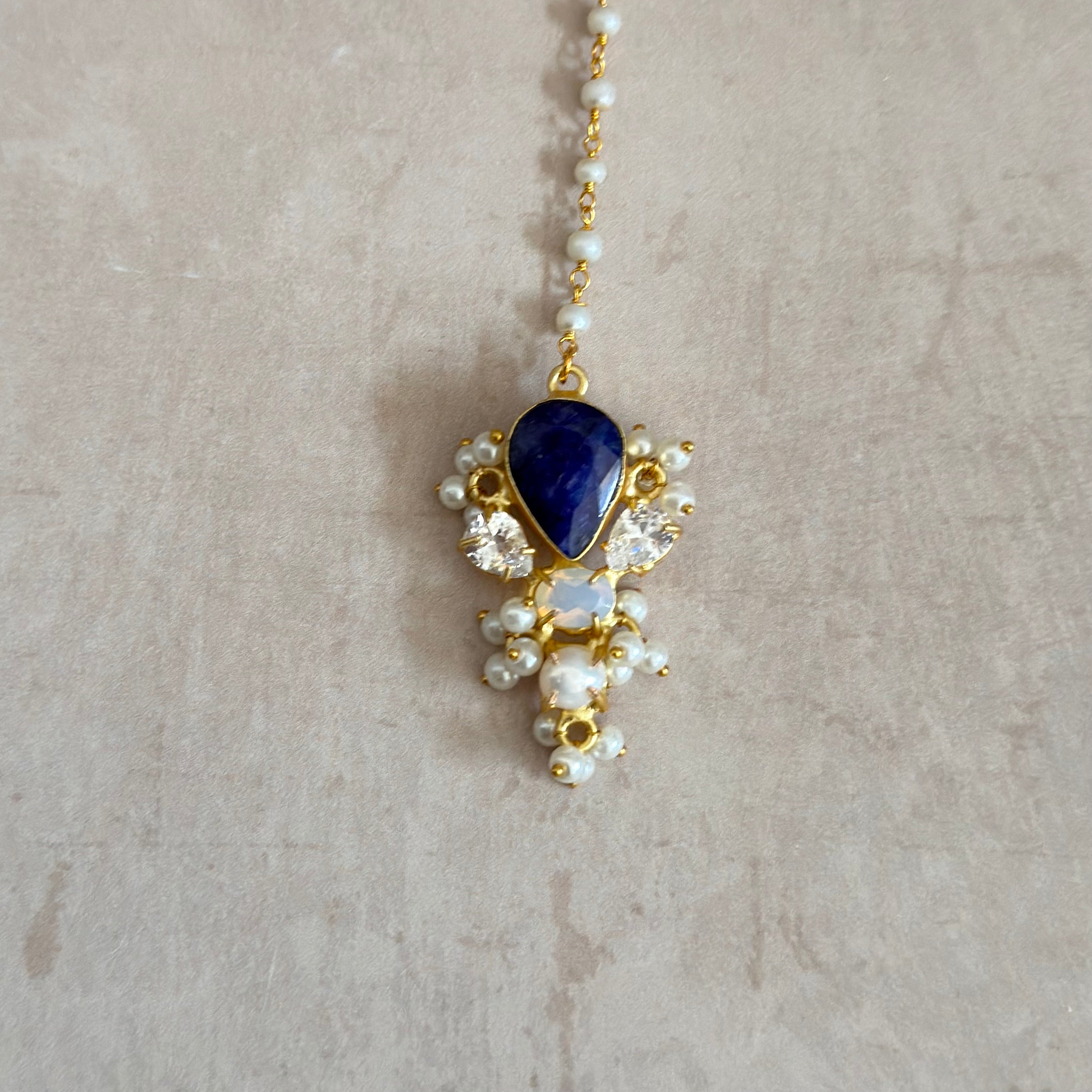 Esme Navy Pearl Necklace Set - Ahseya & Co