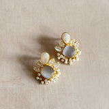 Rania Grey Crystal Stud Earrings - Ahseya & Co