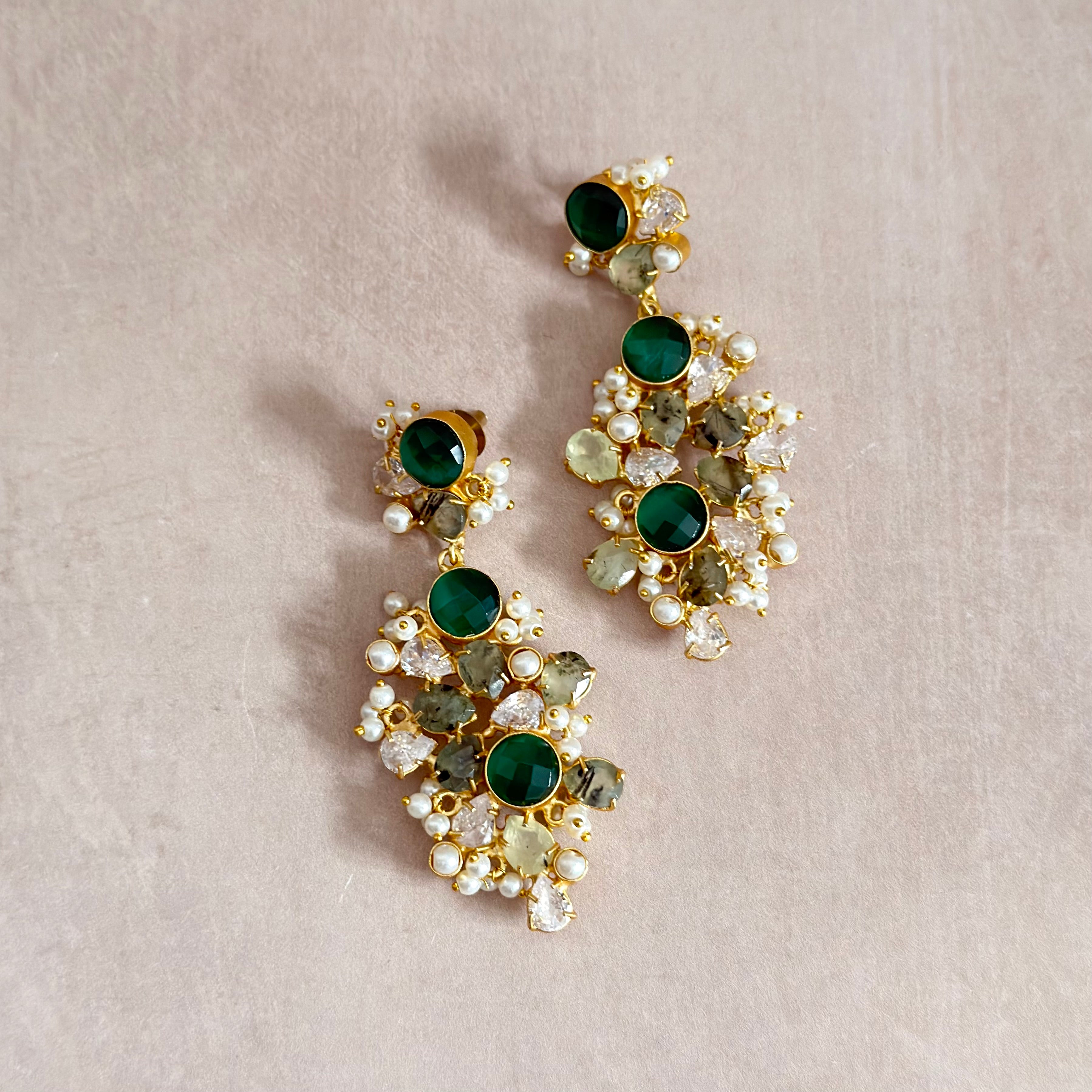 Celeste Green Drop Earrings - Ahseya & Co