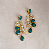 Dania Teal Green Kundan Drop Earrings