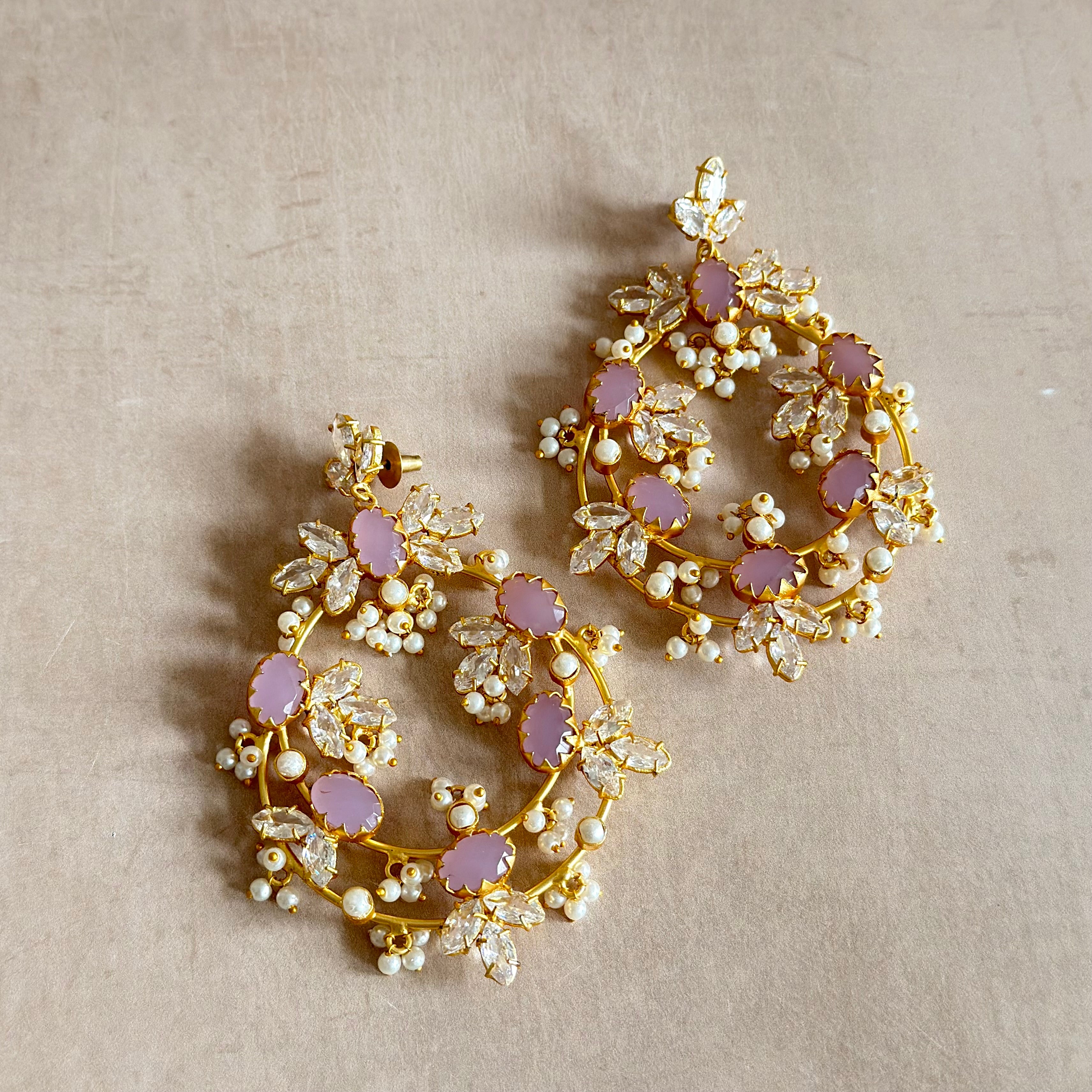 Tareen Lilac Crystal Drop Earrings - Ahseya & Co