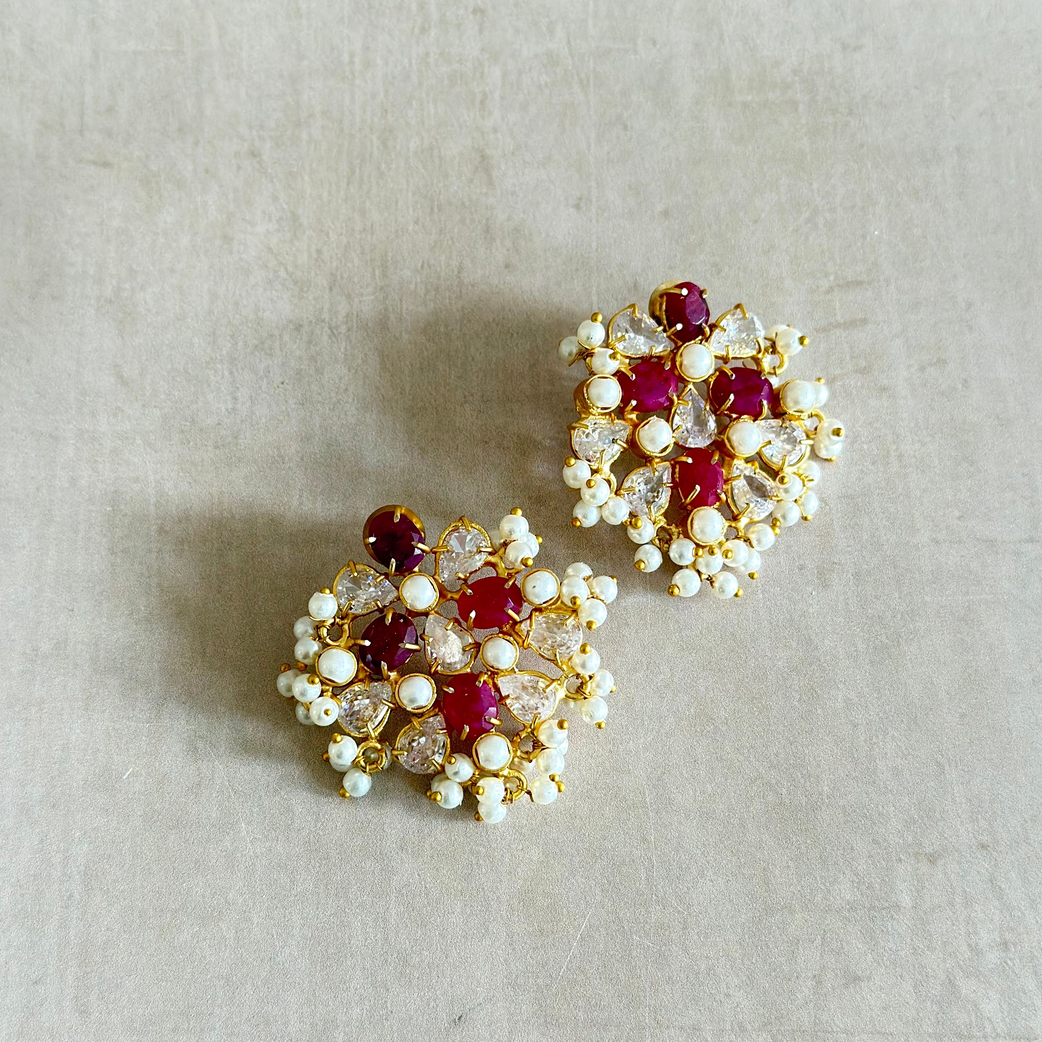 Ulani Fuchsia Stud Earrings - Ahseya & Co