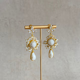 Fatima Pearl Crystal Drop Earrings