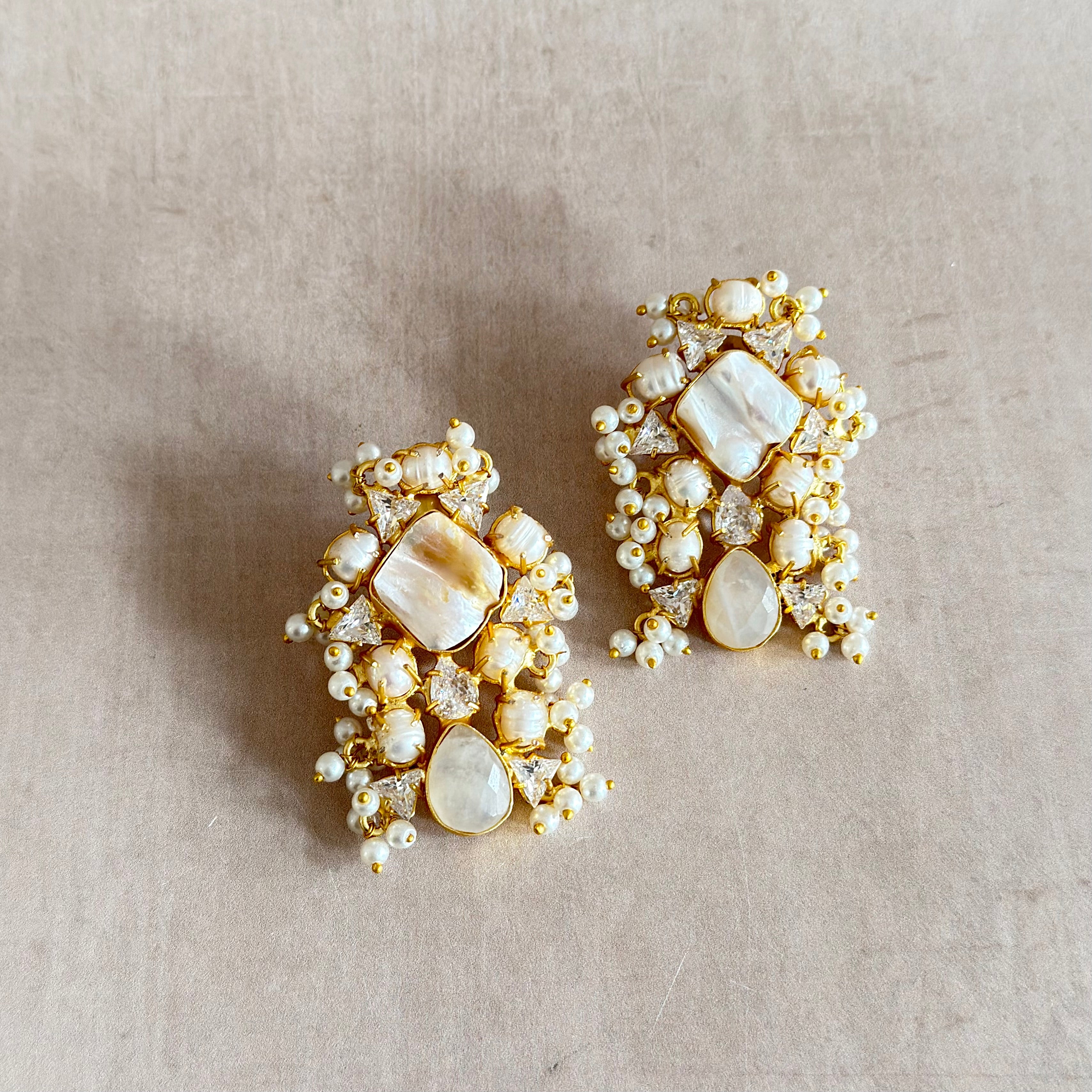 Noor Pearl Stud Earrings - Ahseya & Co