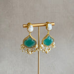 Mint Pearl Drop Crystal Earrings - Ahseya & Co